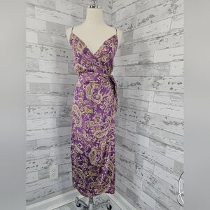 Purple Paisley Wrap Slip Dress